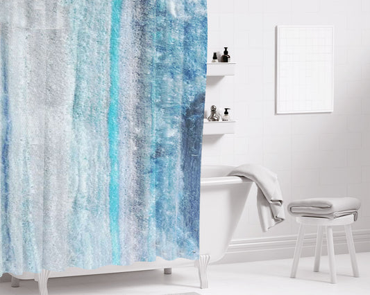 Malibu Blue Bathroom Shower Curtain Fabric Waterproof | 66 X 72 Inch