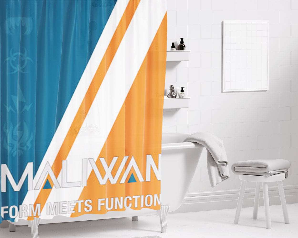 Maliwan Form Meets Function Bathroom Shower Curtain Fabric Waterproof | 66 X 72 Inch