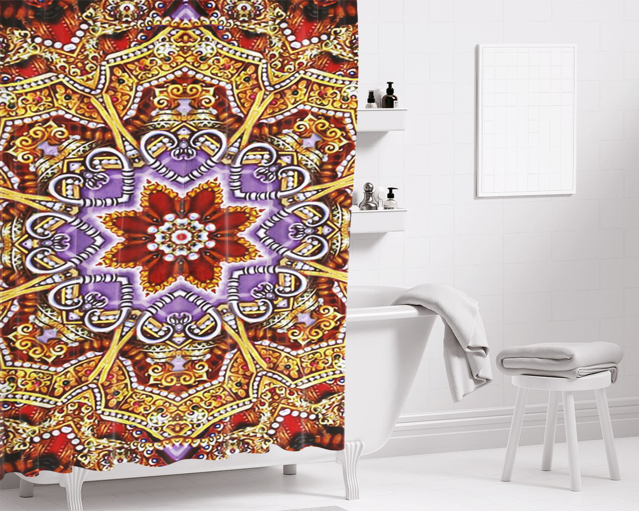 Mandala 2 Bathroom Shower Curtain Fabric Waterproof | 66 X 72 Inch