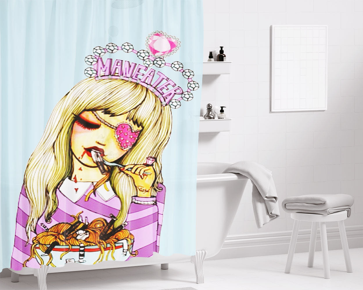 Maneater Bathroom Shower Curtain Fabric Waterproof | 66 X 72 Inch