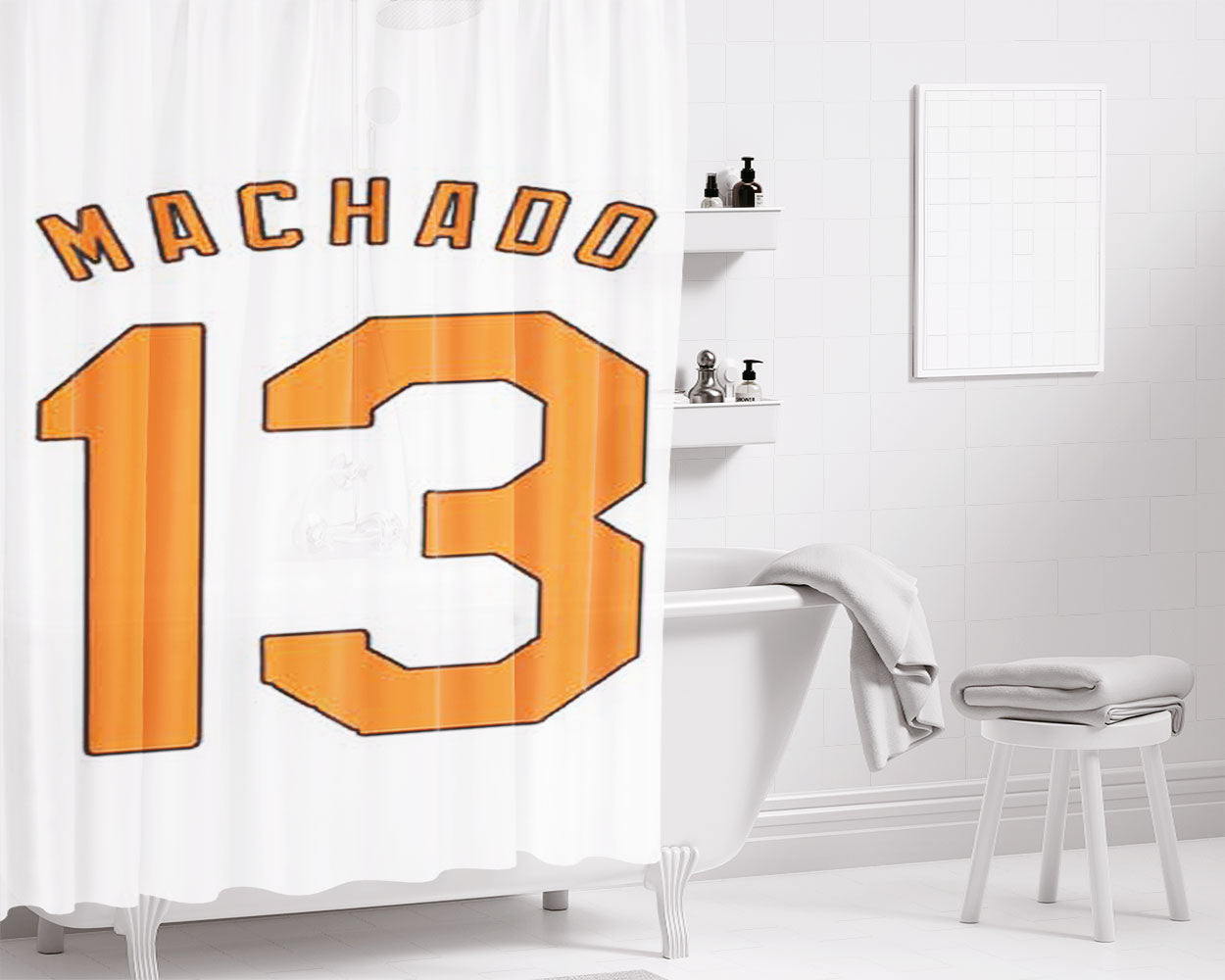 Manny Machado Jersey 13 Bathroom Shower Curtain Fabric Waterproof | 66 X 72 Inch