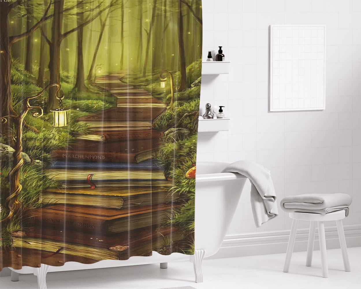 Marchenmonth Bathroom Shower Curtain Fabric Waterproof | 66 X 72 Inch