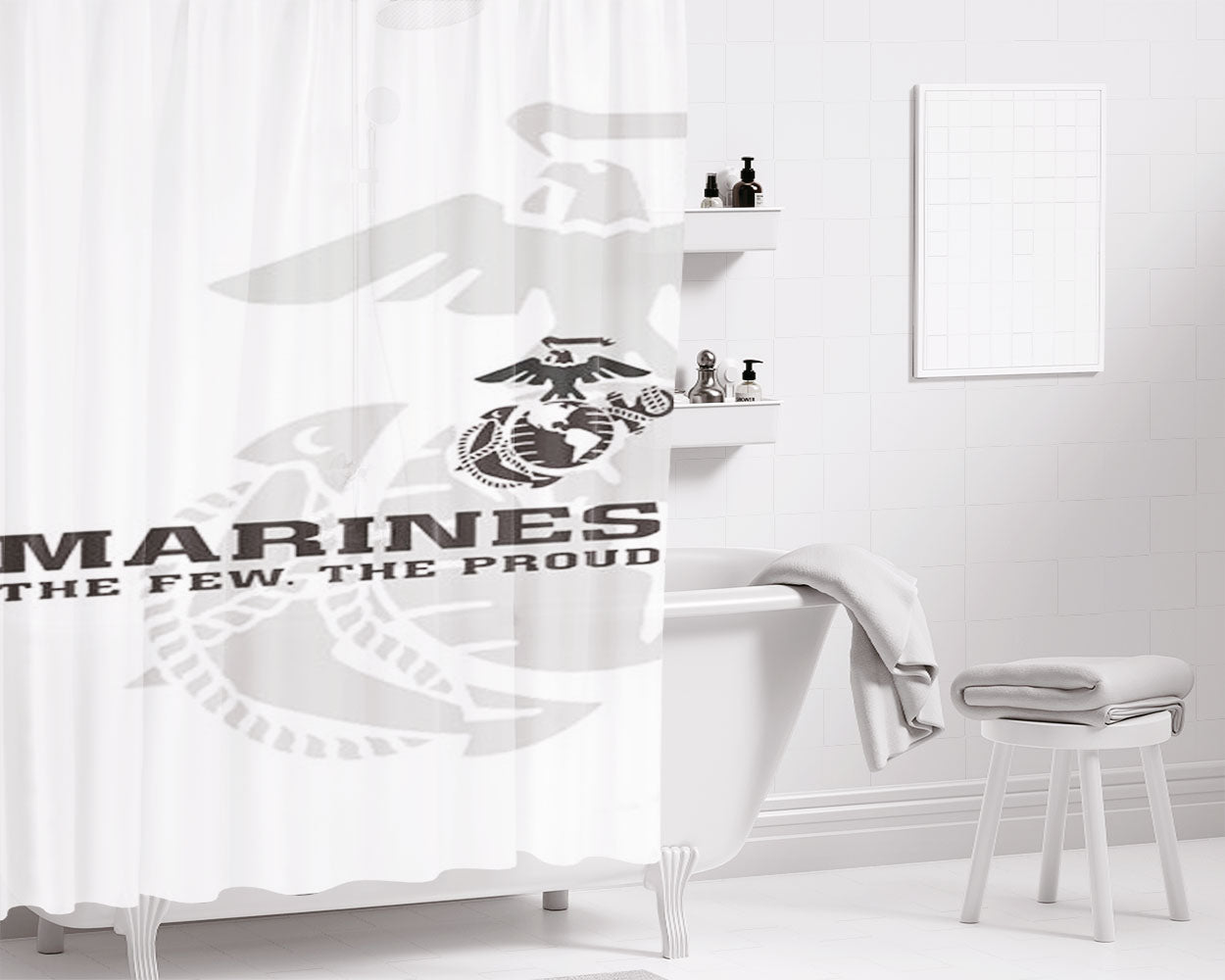 Marines The Few The Proud Bathroom Shower Curtain Fabric Waterproof | 66 X 72 Inch