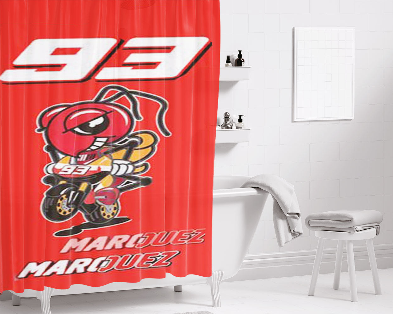 Marquez 93 Logo Bathroom Shower Curtain Fabric Waterproof | 66 X 72 Inch