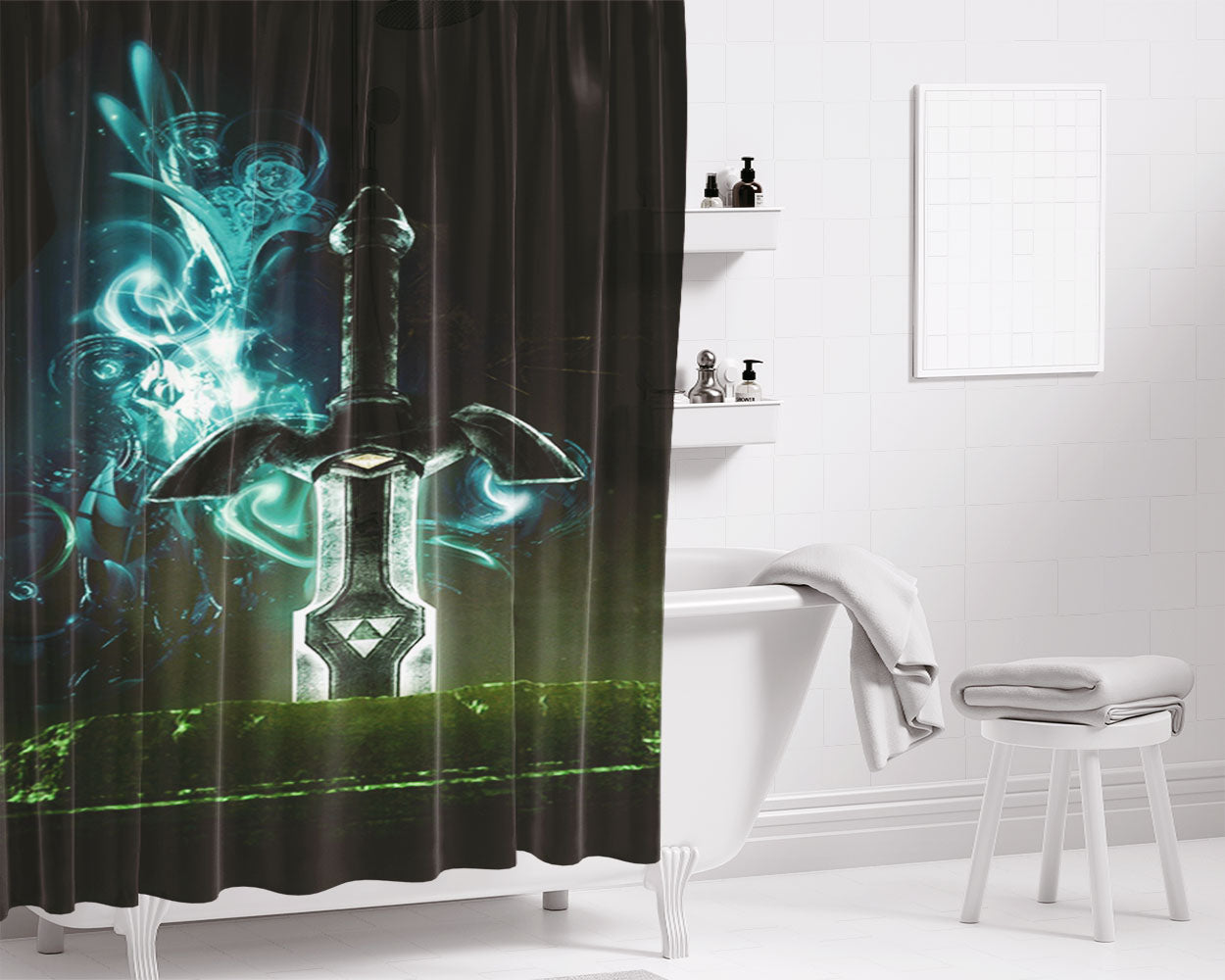 Master Sword Bathroom Shower Curtain Fabric Waterproof | 66 X 72 Inch