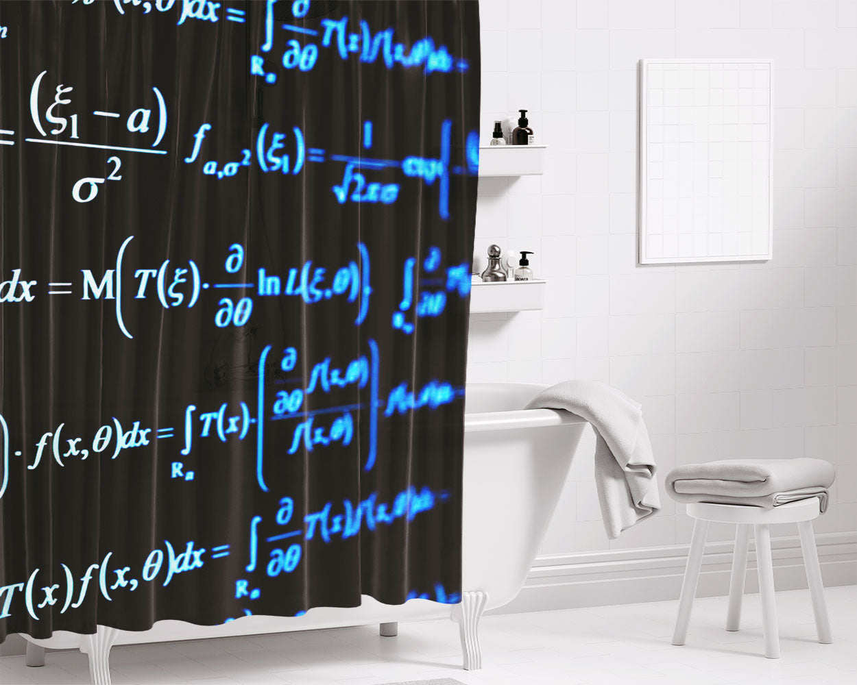 Mathematics- Bathroom Shower Curtain Fabric Waterproof | 66 X 72 Inch