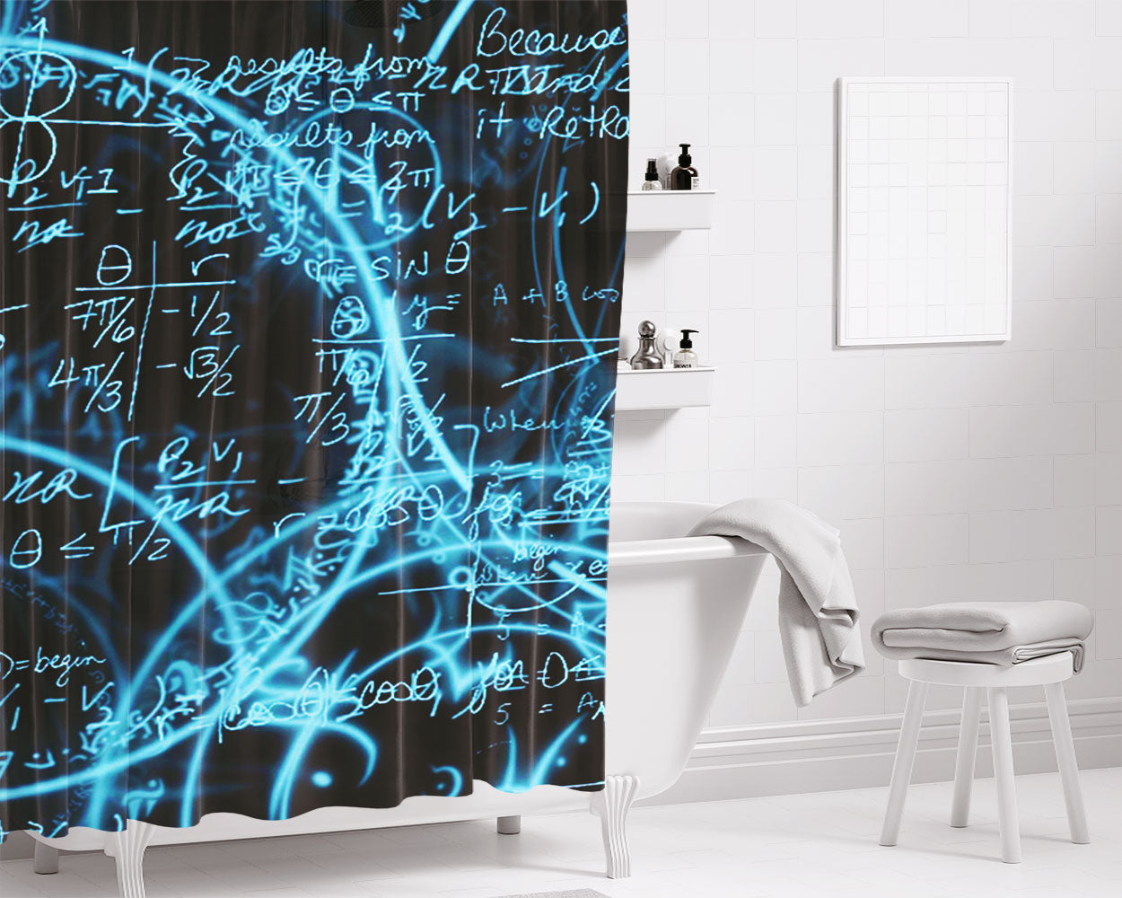 Mathematics Formula Bathroom Shower Curtain Fabric Waterproof | 66 X 72 Inch