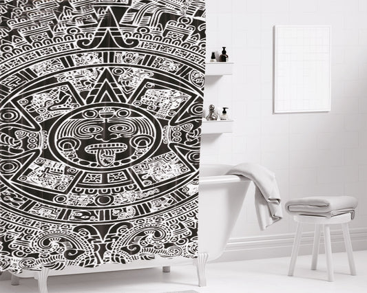 Mayan Calendar Bathroom Shower Curtain Fabric Waterproof | 66 X 72 Inch