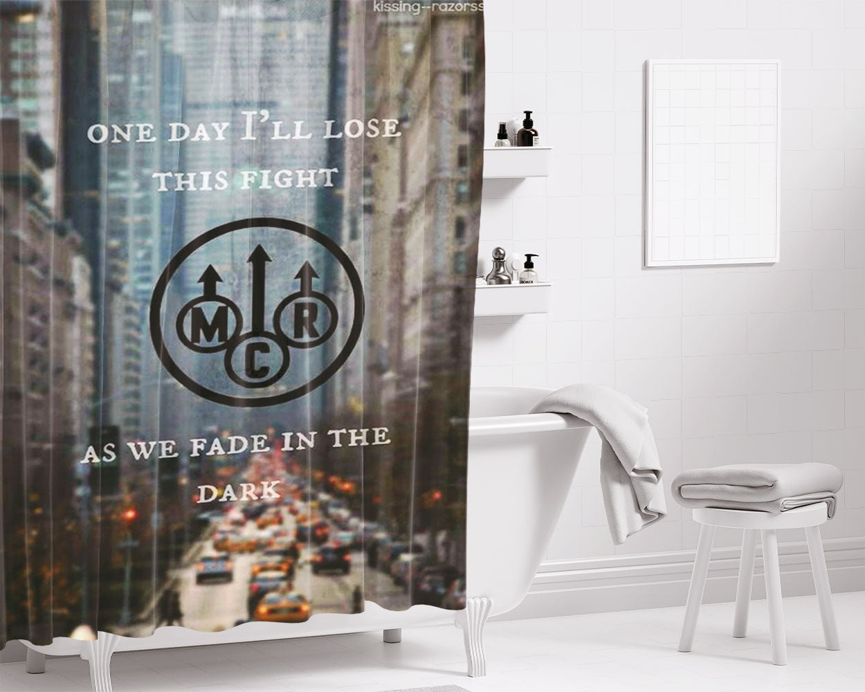 Mcr As We Fade In The Dark Bathroom Shower Curtain Fabric Waterproof | 66 X 72 Inch