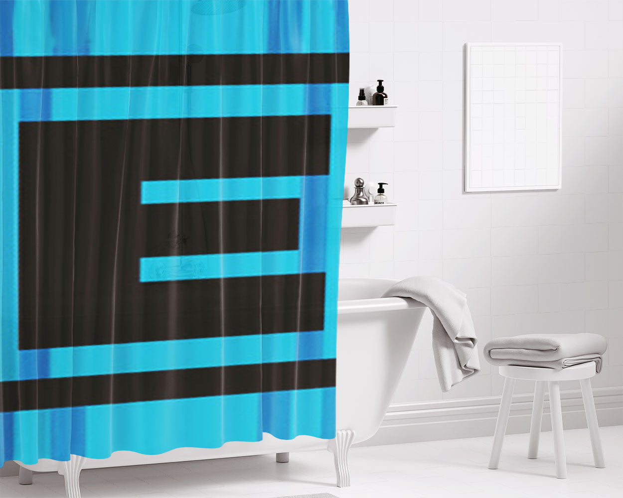 Mega Man E Tank Energy Drink Bathroom Shower Curtain Fabric Waterproof | 66 X 72 Inch