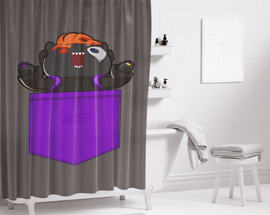 Meowra Pocketkatsu - Katsuwatch Bathroom Shower Curtain Fabric Waterproof | 66 X 72 Inch