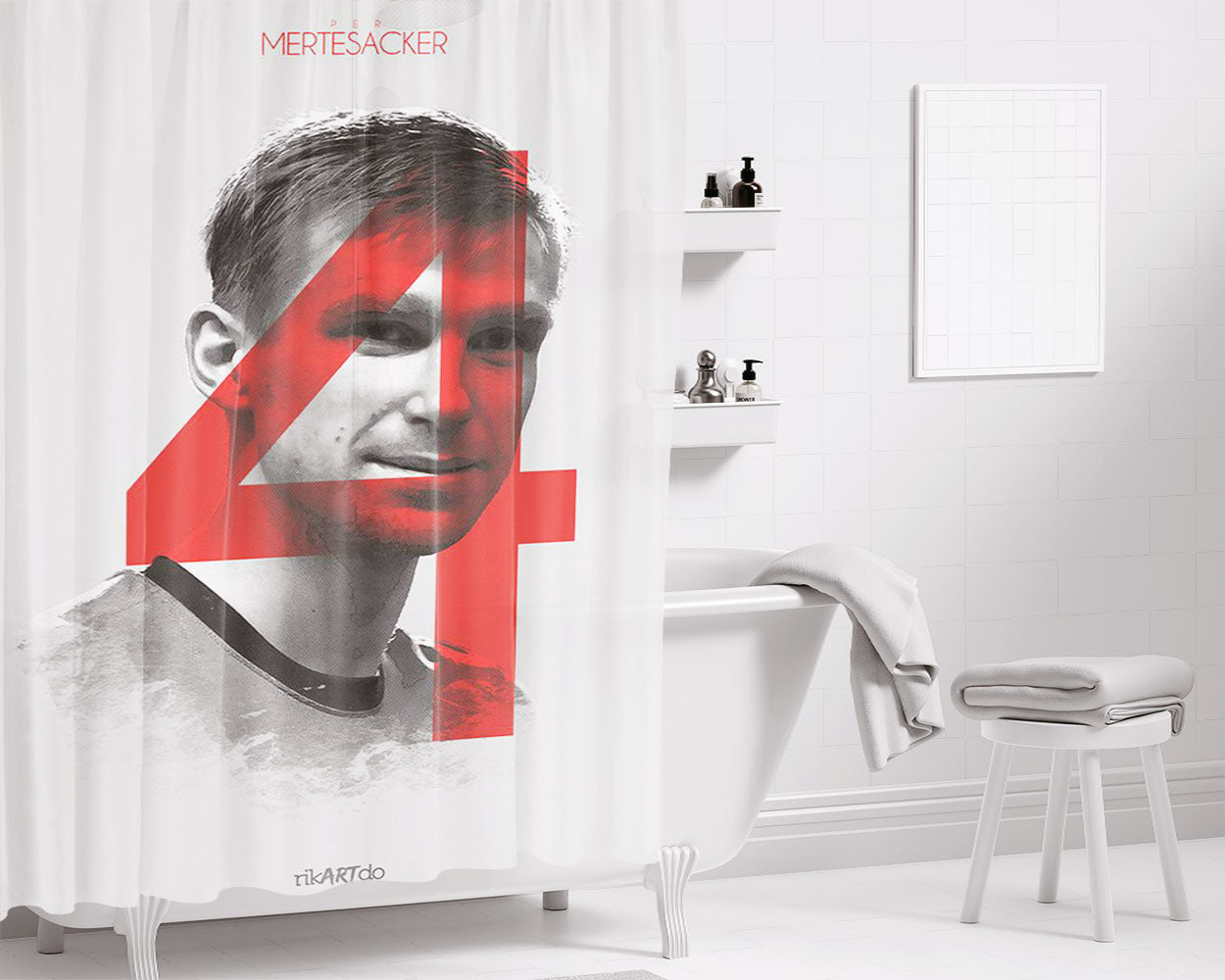 Mertesacker 4 Bathroom Shower Curtain Fabric Waterproof | 66 X 72 Inch