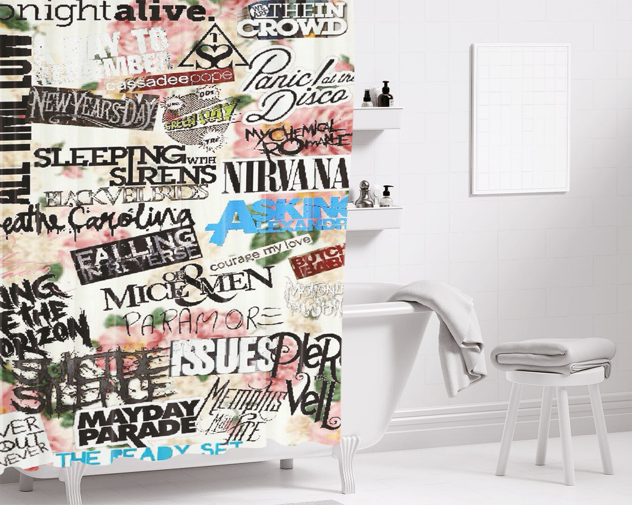 Metal Hardcore Band Bathroom Shower Curtain Fabric Waterproof | 66 X 72 Inch