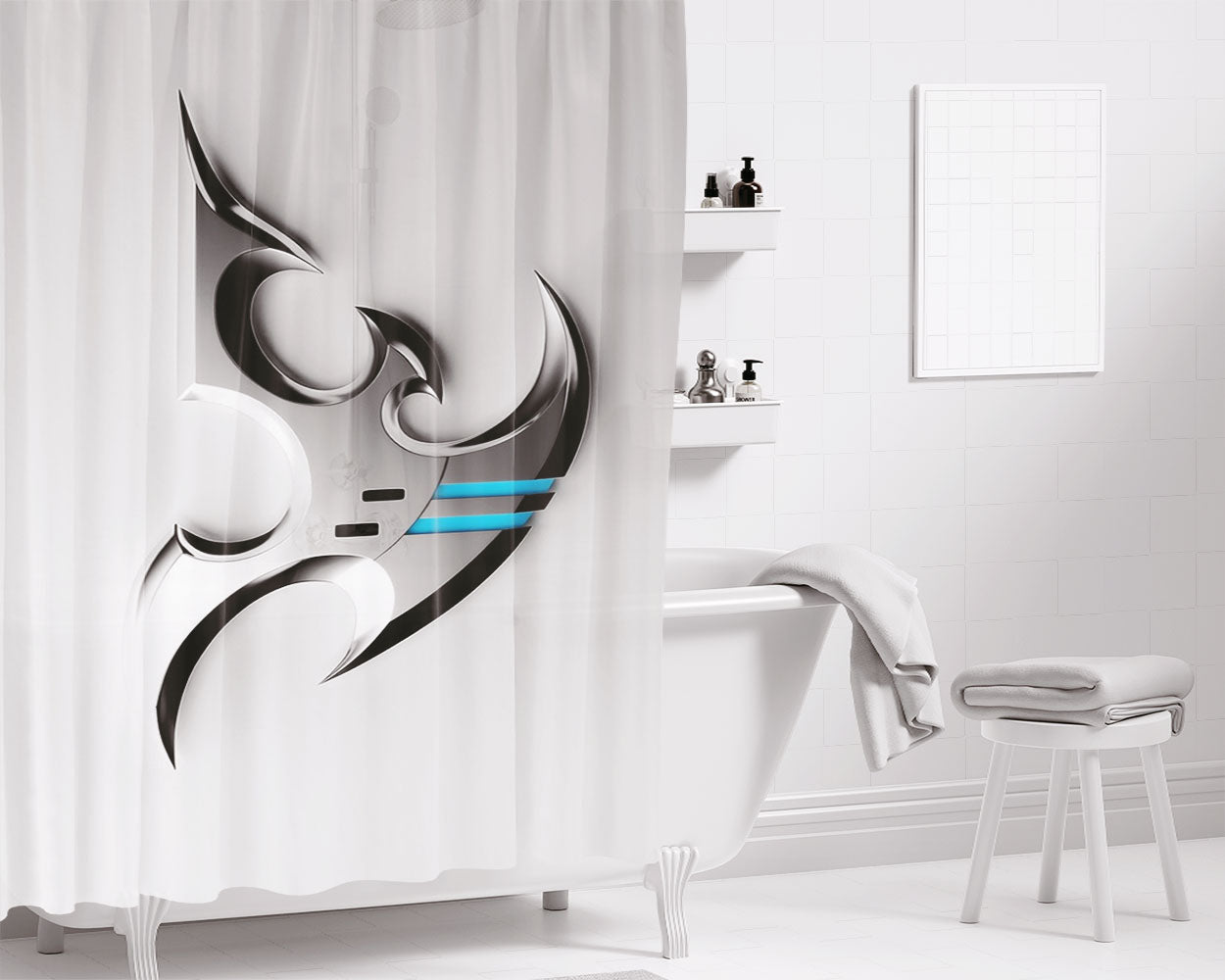 Metal Protoss Symbol Bathroom Shower Curtain Fabric Waterproof | 66 X 72 Inch