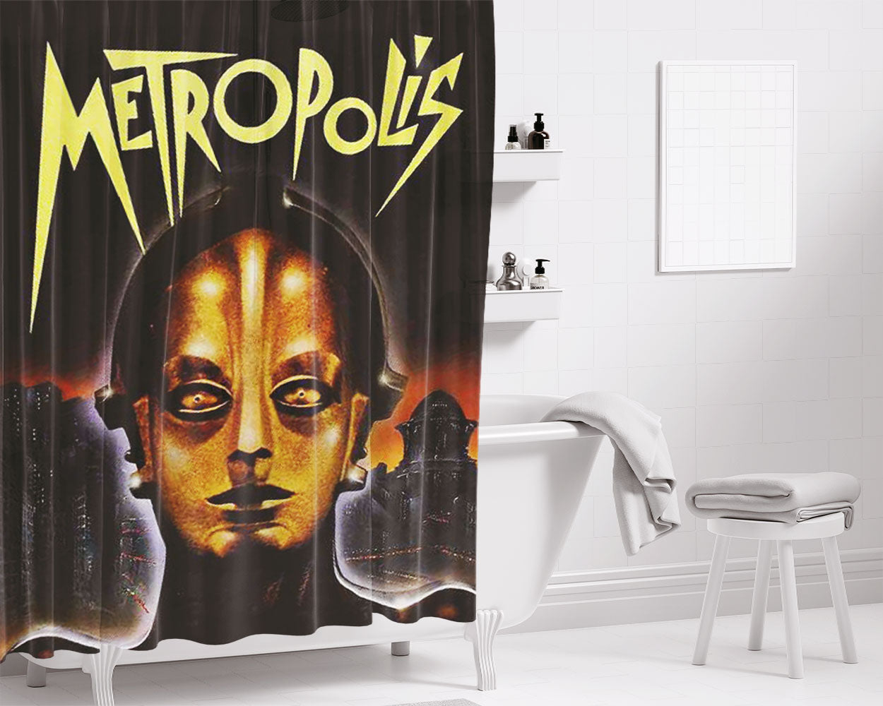 Metropolis Fritz Lang Bathroom Shower Curtain Fabric Waterproof | 66 X 72 Inch