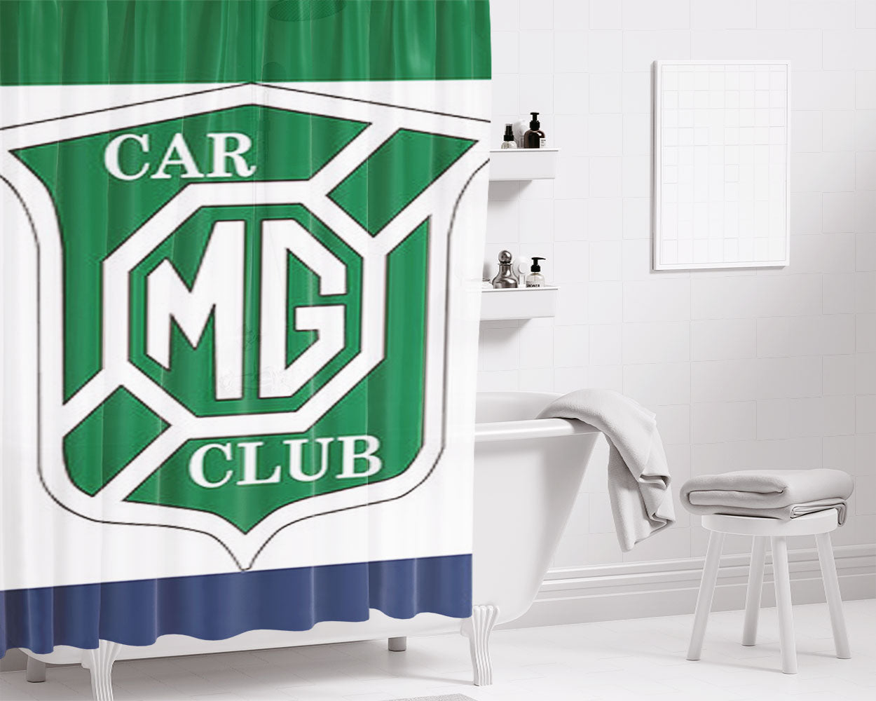 Mg Car Club Bathroom Shower Curtain Fabric Waterproof | 66 X 72 Inch