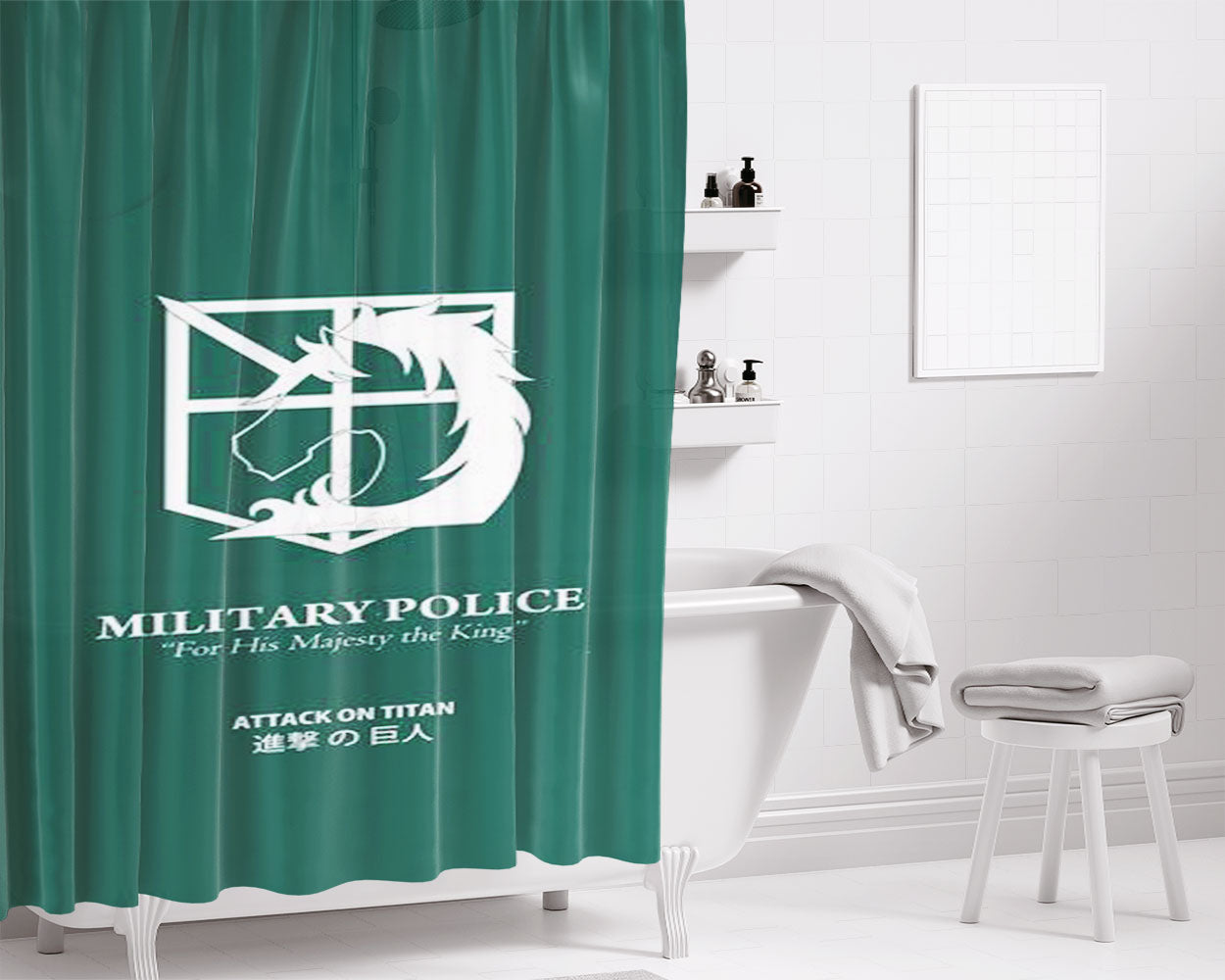 Military Police Bathroom Shower Curtain Fabric Waterproof | 66 X 72 Inch