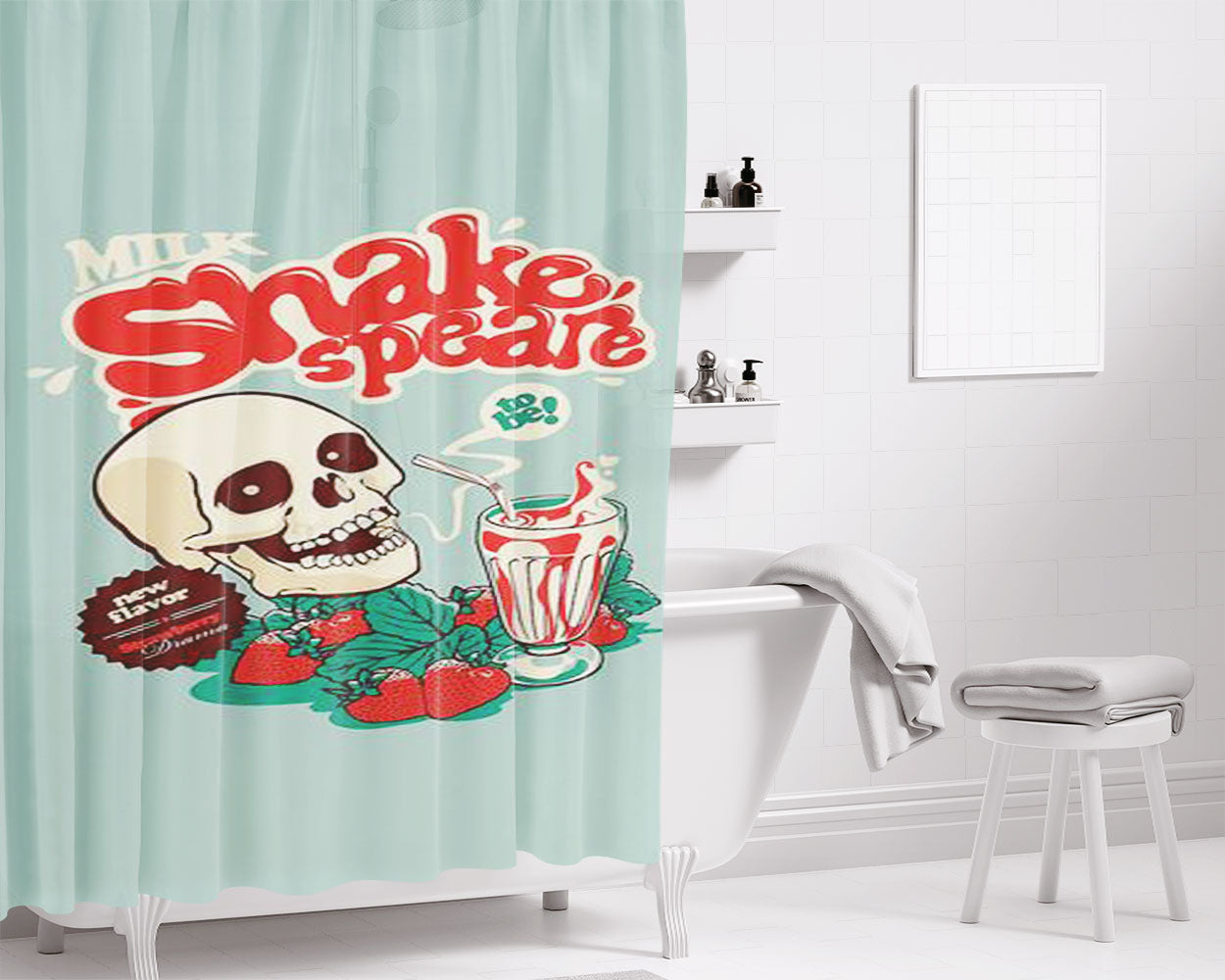 Milk Shakespeare Bathroom Shower Curtain Fabric Waterproof | 66 X 72 Inch