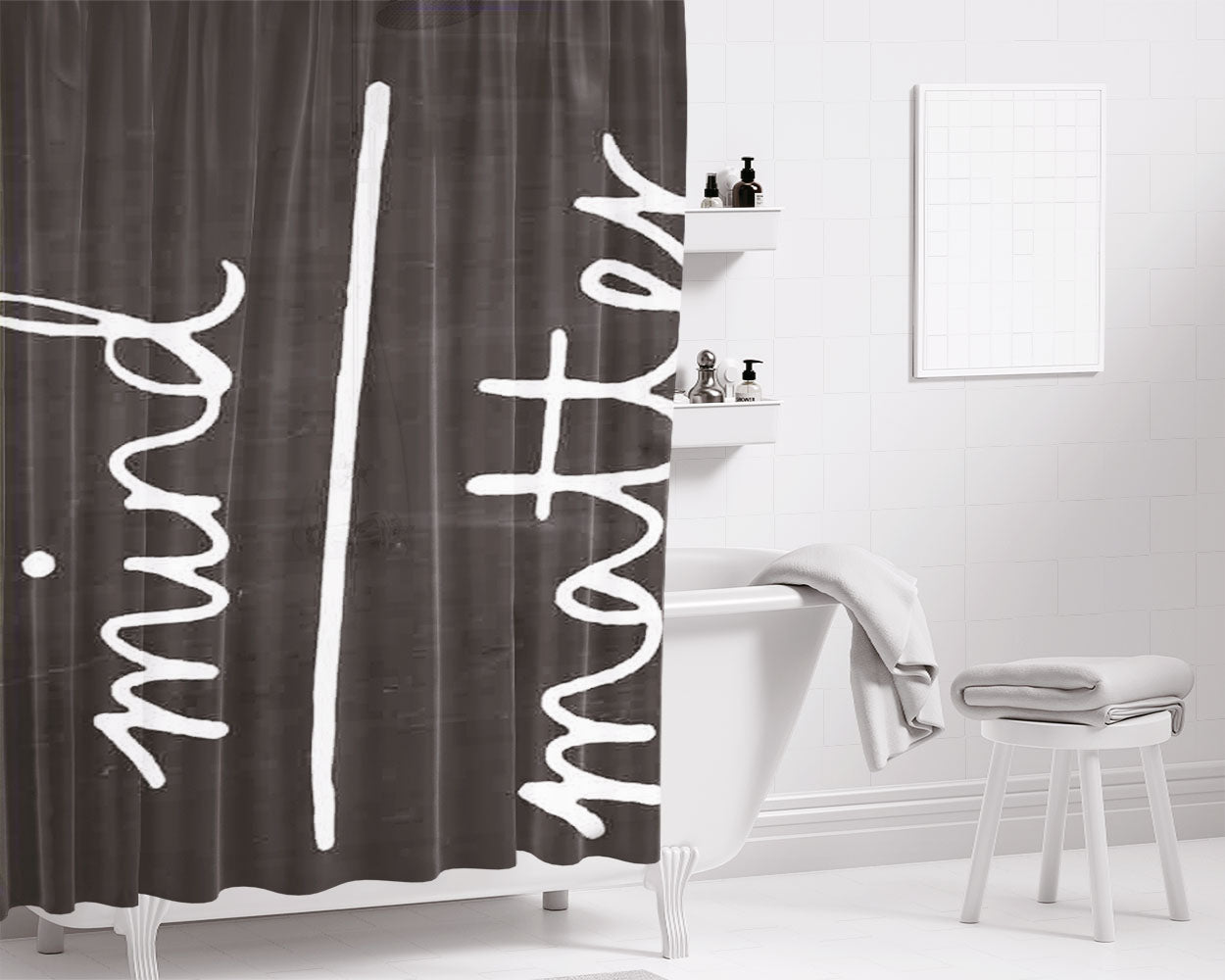 Mind Matter Bathroom Shower Curtain Fabric Waterproof | 66 X 72 Inch