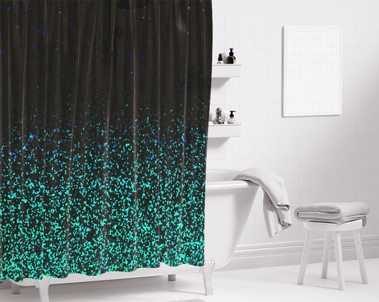 Mint Glitter Bathroom Shower Curtain Fabric Waterproof | 66 X 72 Inch