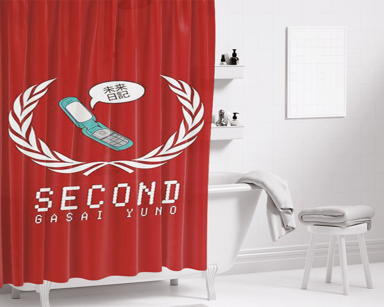 Mirai Nikki Second Bathroom Shower Curtain Fabric Waterproof | 66 X 72 Inch