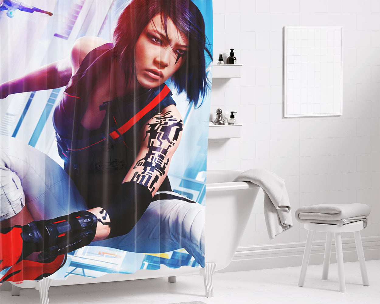 Mirror'S Edge Catalyst Bathroom Shower Curtain Fabric Waterproof | 66 X 72 Inch