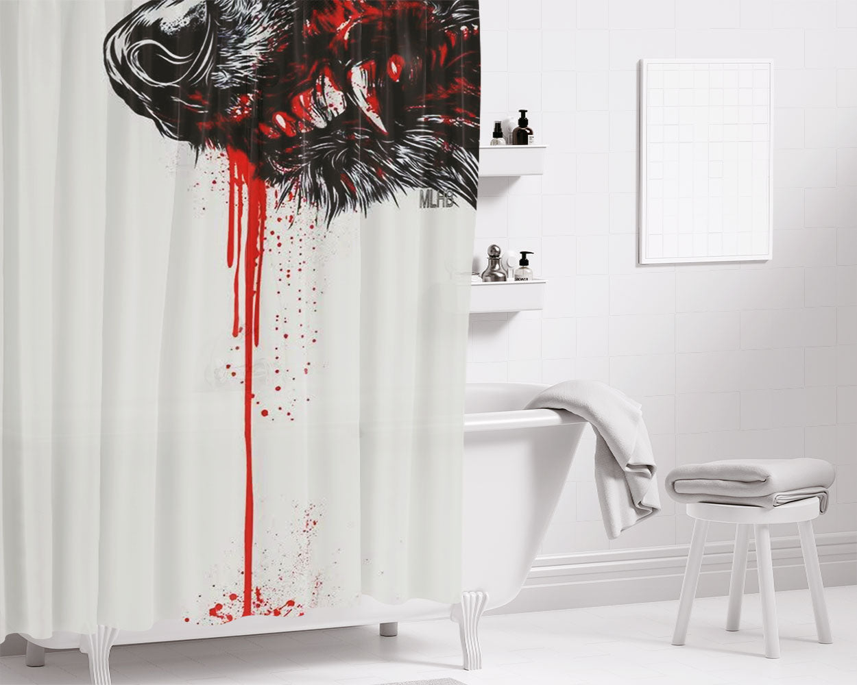 Mlae Dog Bloods Bathroom Shower Curtain Fabric Waterproof | 66 X 72 Inch