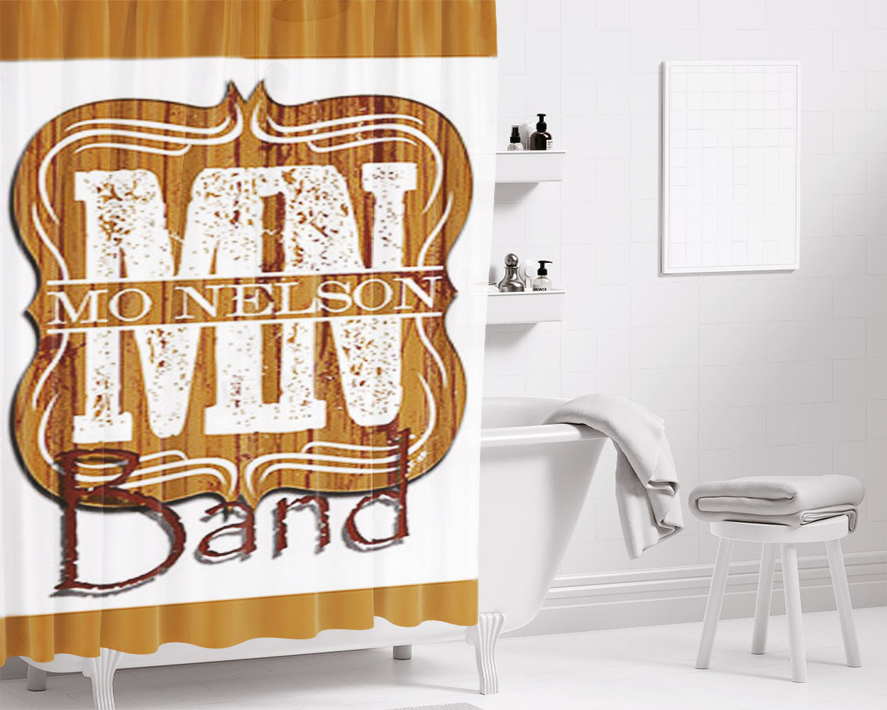 Mo Nelson Band Bathroom Shower Curtain Fabric Waterproof | 66 X 72 Inch
