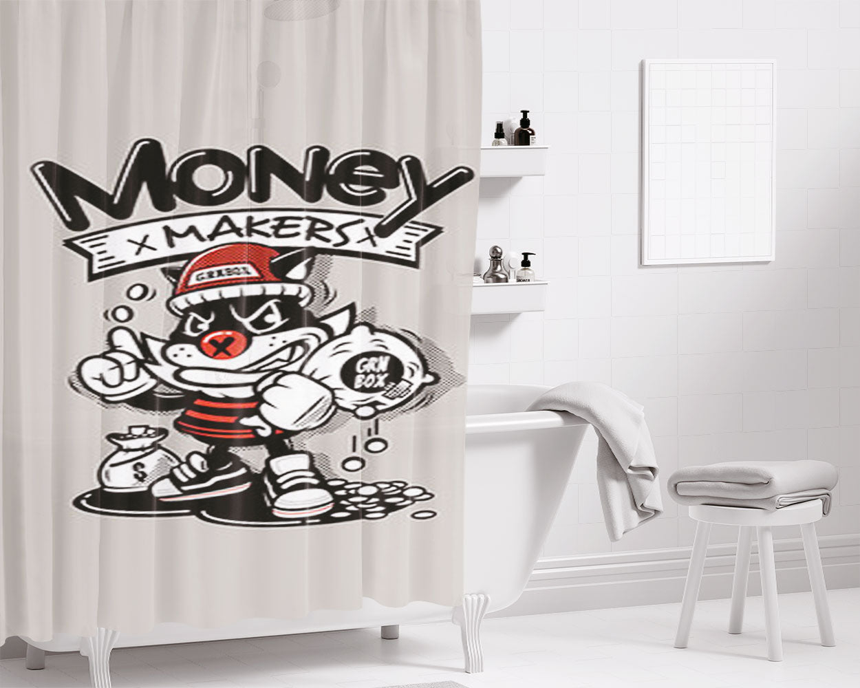 Money Makers Bathroom Shower Curtain Fabric Waterproof | 66 X 72 Inch
