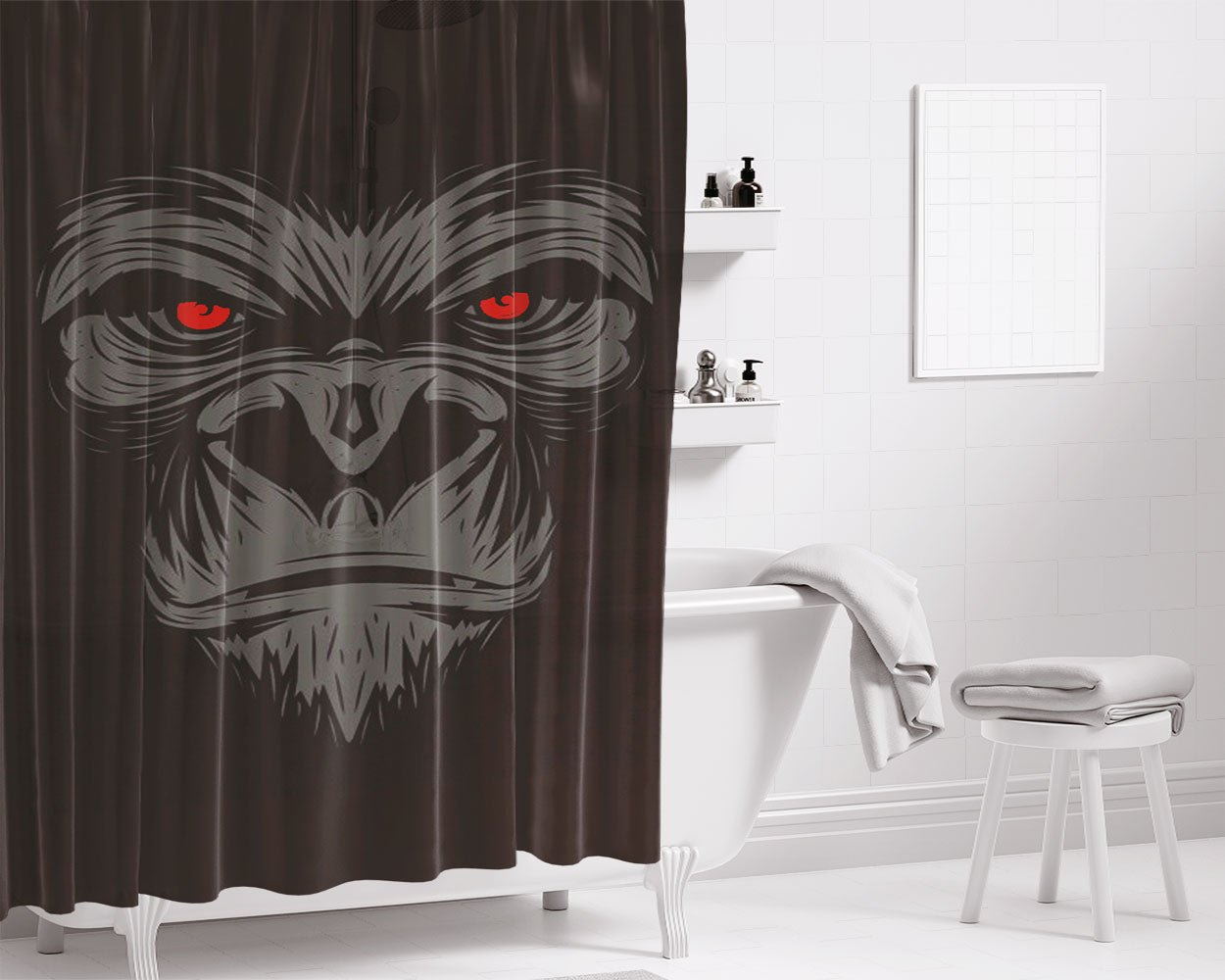 Monkey Hungry Bathroom Shower Curtain Fabric Waterproof | 66 X 72 Inch