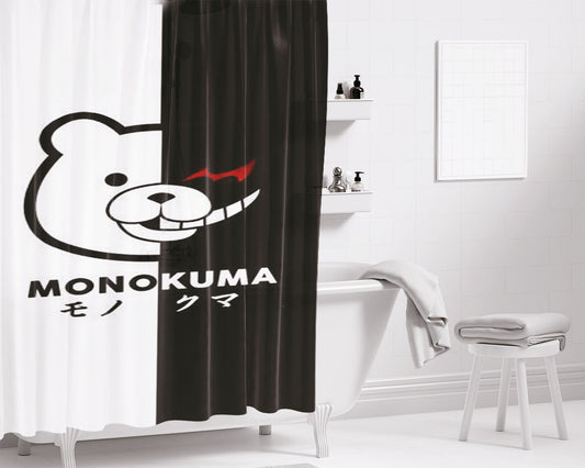 Monokuma 2 Side Bathroom Shower Curtain Fabric Waterproof | 66 X 72 Inch