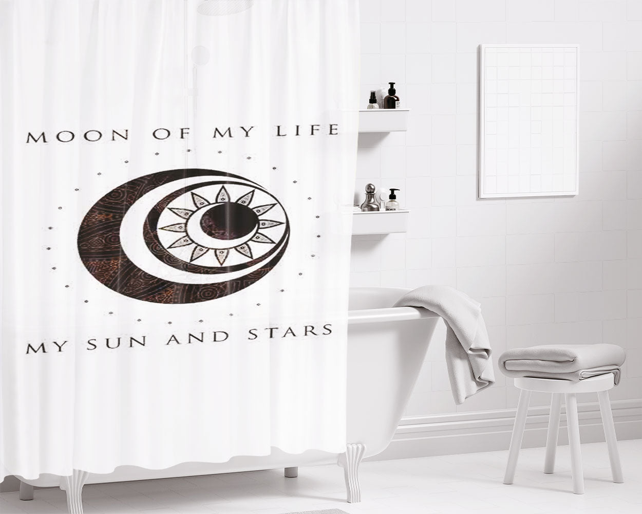 Moon Of My Life My Sun And Stars Bathroom Shower Curtain Fabric Waterproof | 66 X 72 Inch