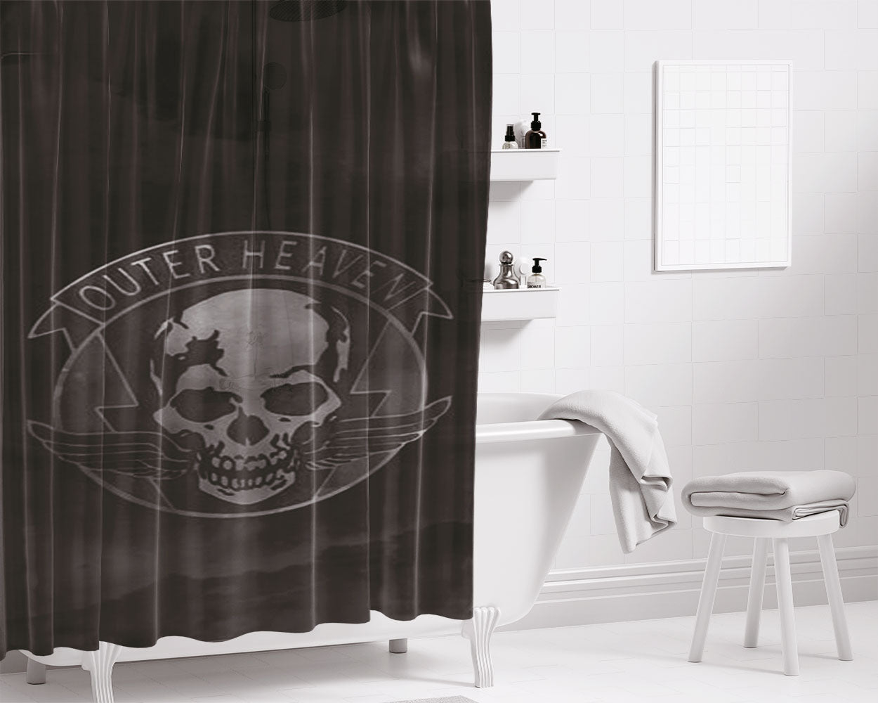 Outer Heaven Logo Bathroom Shower Curtain Fabric Waterproof | 66 X 72 Inch