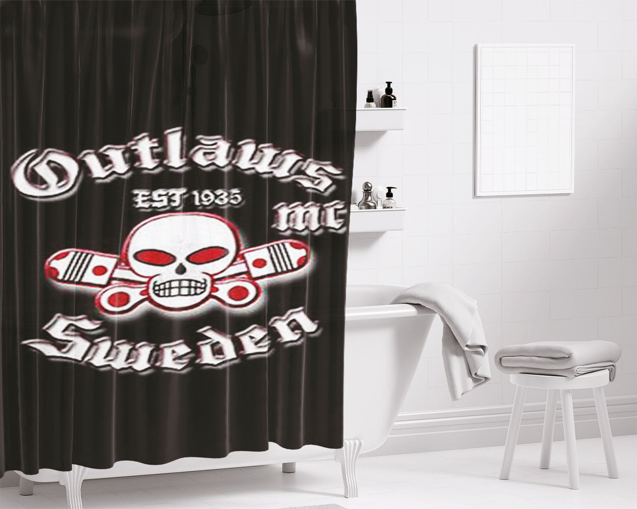 Outlaws Sweden Bathroom Shower Curtain Fabric Waterproof | 66 X 72 Inch
