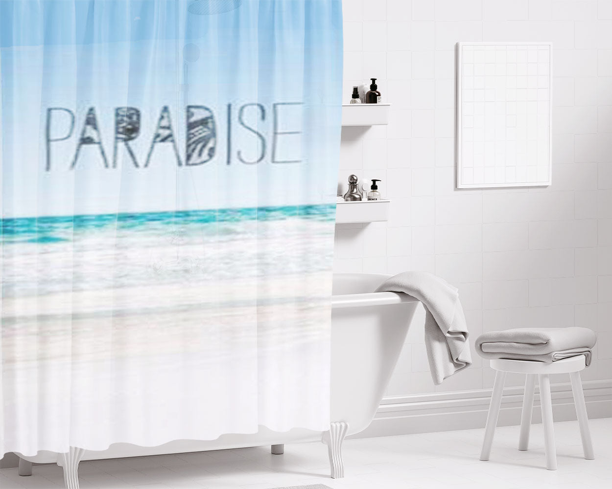 Paradise Beach Bathroom Shower Curtain Fabric Waterproof | 66 X 72 Inch