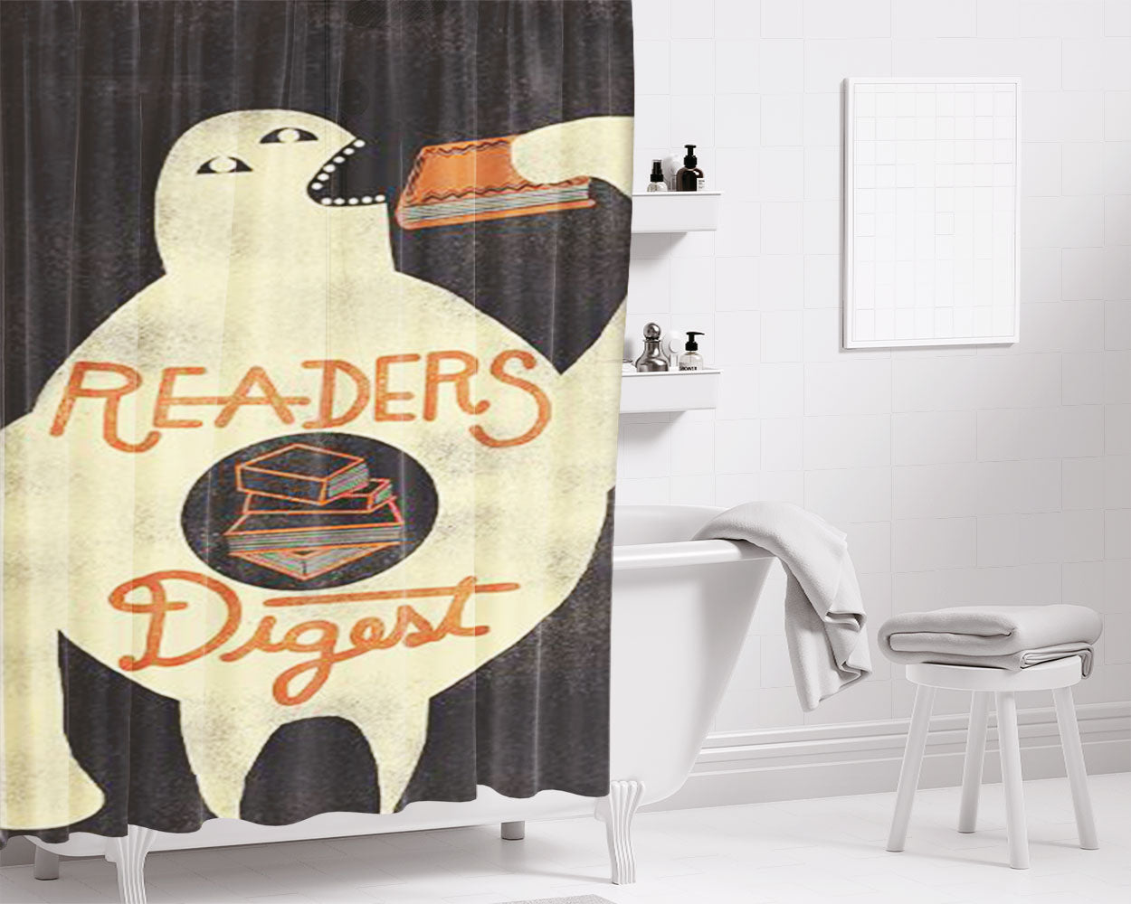 Readers Digest Bathroom Shower Curtain Fabric Waterproof | 66 X 72 Inch