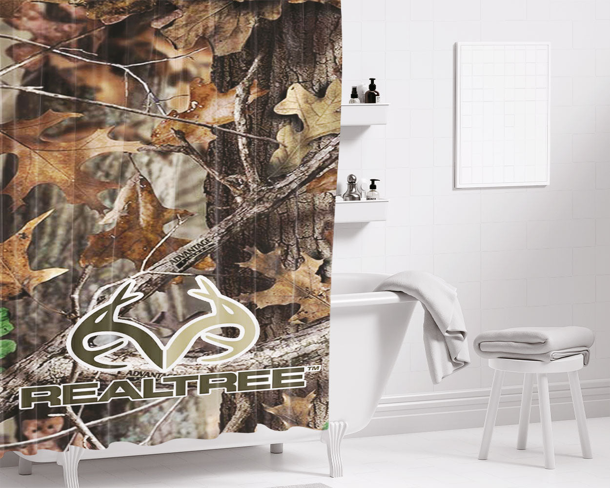 Realtree Ap Camo Hunting Outdoor Bathroom Shower Curtain Fabric Waterproof | 66 X 72 Inch