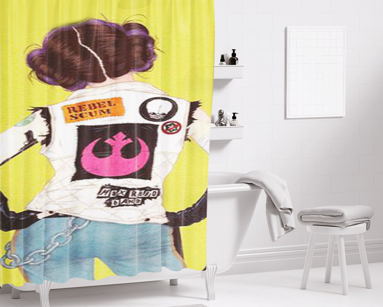 Rebel Scum Girl Bathroom Shower Curtain Fabric Waterproof | 66 X 72 Inch