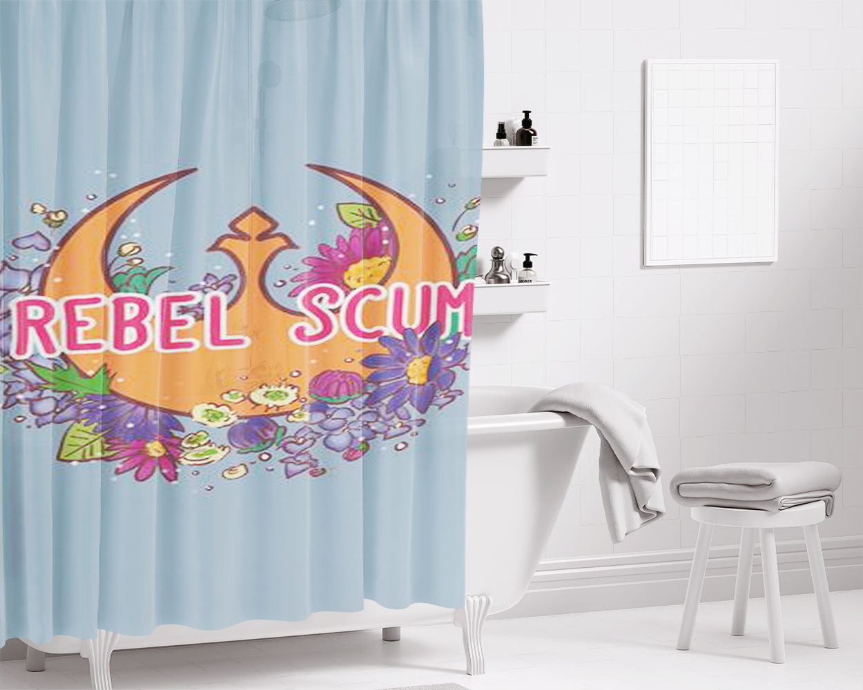 Rebel Scum Bathroom Shower Curtain Fabric Waterproof | 66 X 72 Inch