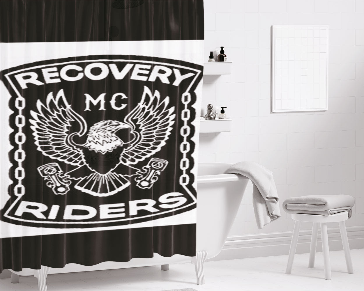 Recovery Riders Bathroom Shower Curtain Fabric Waterproof | 66 X 72 Inch