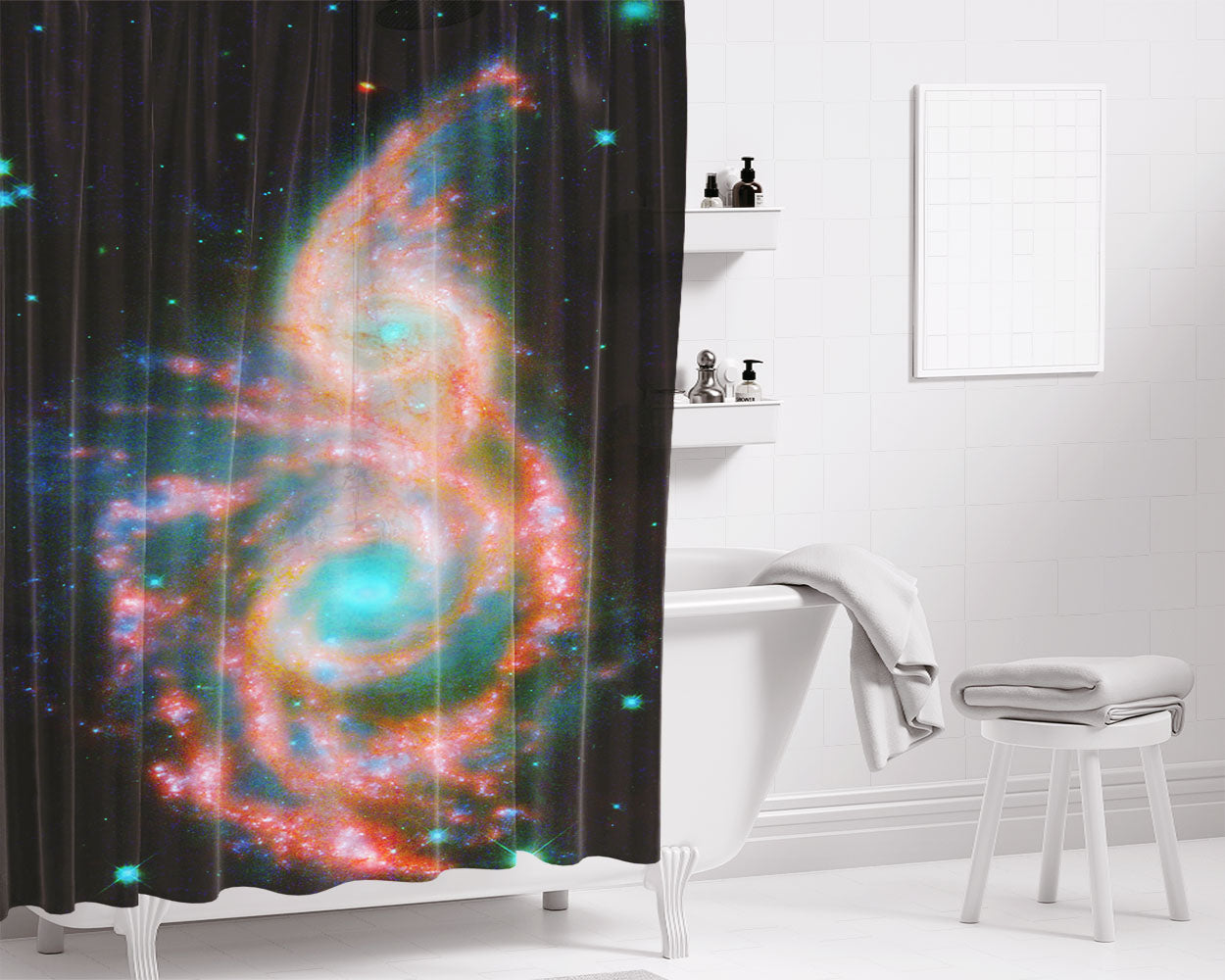 Red Eye Galaxy Bathroom Shower Curtain Fabric Waterproof | 66 X 72 Inch