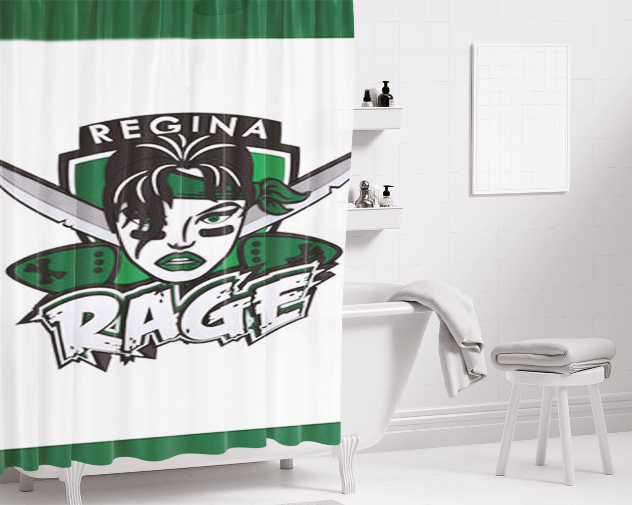 Regina Rage Bathroom Shower Curtain Fabric Waterproof | 66 X 72 Inch