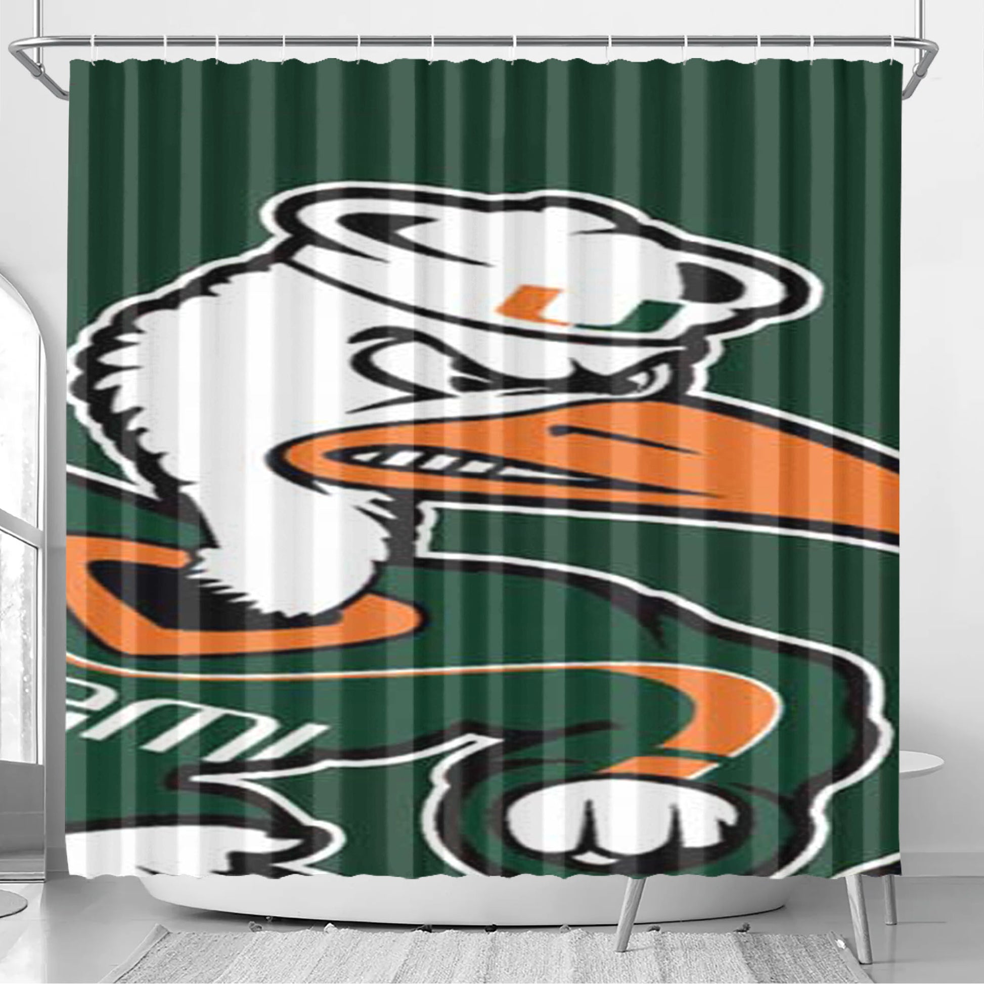 Miami Hurricanes Big Logo Bathroom Shower Curtain Fabric Waterproof | 66 X 72 Inch