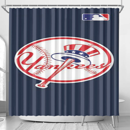 Ny Yankees Big Logo Ball Bathroom Shower Curtain Fabric Waterproof | 66 X 72 Inch