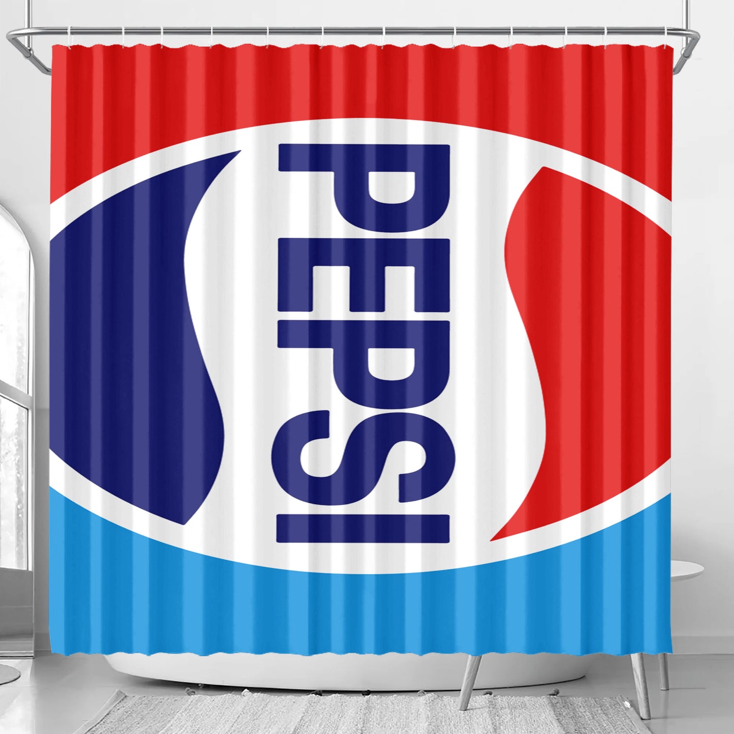 Pepsi Logo 1982 Bathroom Shower Curtain Fabric Waterproof | 66 X 72 Inch