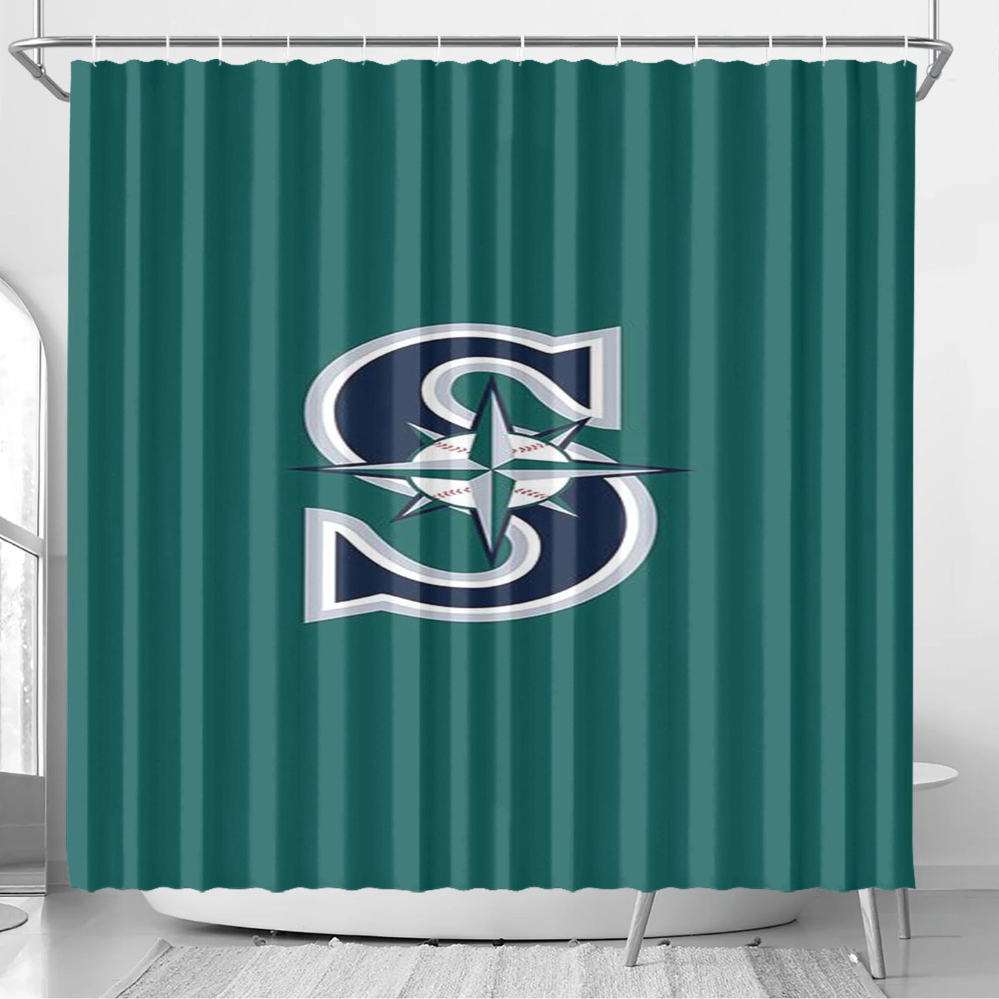 seattle mariners logo green Bathroom Shower Curtain Fabric Waterproof