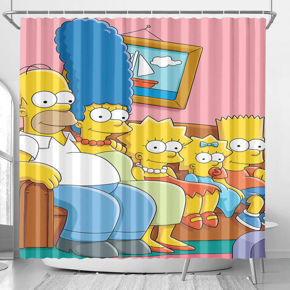 The Simpsons Original Bathroom Shower Curtain Fabric Waterproof | 66 X 72 Inch