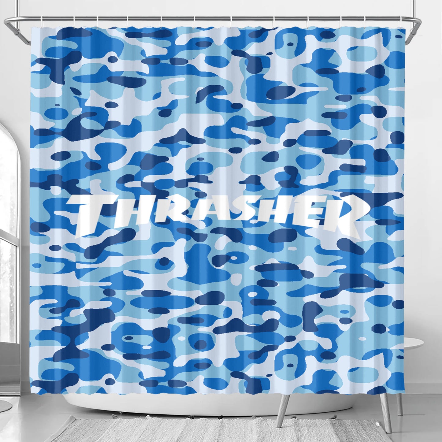 Bape Camo Blue Bathroom Shower Curtain Fabric Waterproof | 66 X 72 Inch
