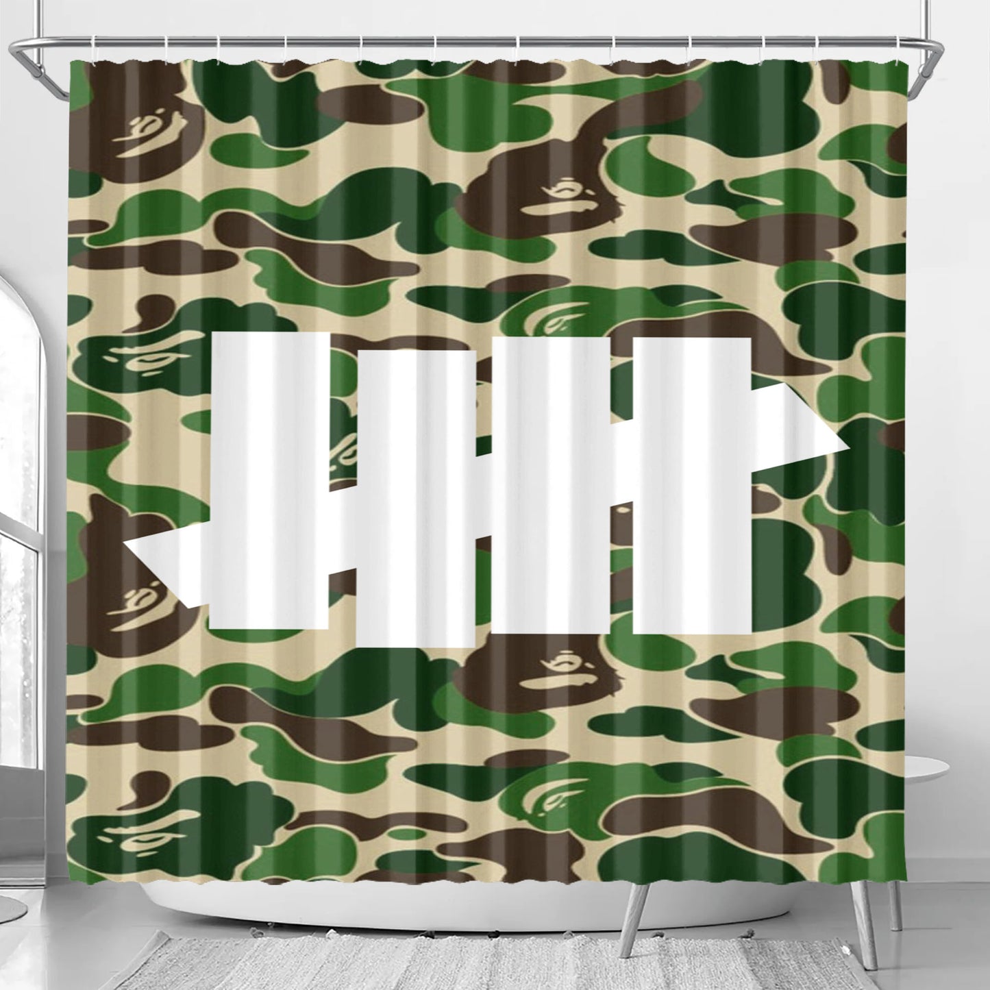 undefeated bape shark Bathroom Shower Curtain Fabric Waterproof | 66 X 72 Inch