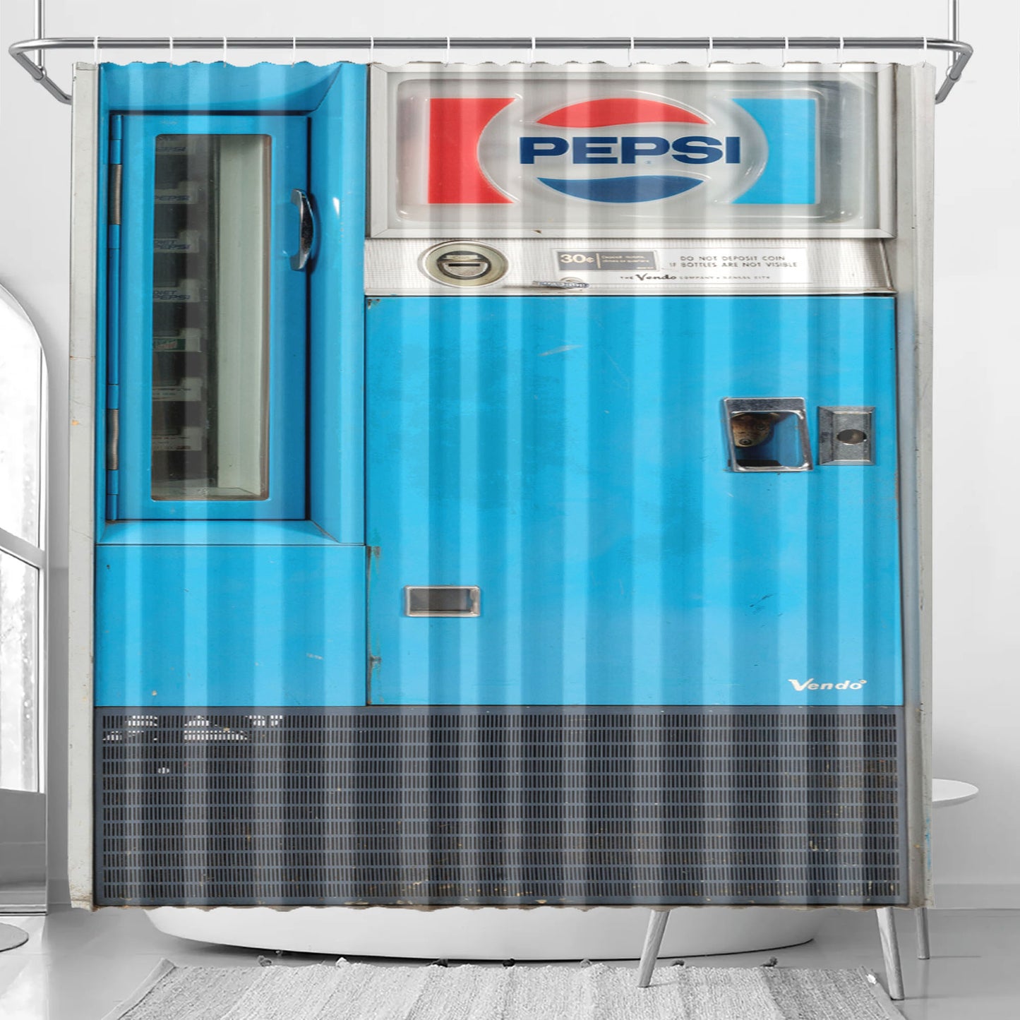 Vintage Pepsi Vending Machine Bathroom Shower Curtain Fabric Waterproof | 66 X 72 Inch